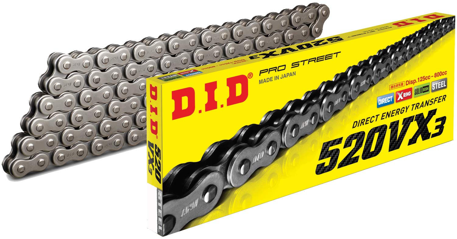 Amazon.com: D.I.D 520VX3-96 520VX3 Steel X-Ring Chain 96 Link